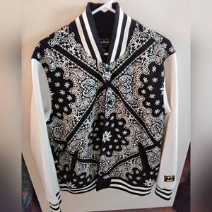 Dogg Supply by Snoop Dogg Men's Paisley Fleece Varsity Jacket Size Medium Black